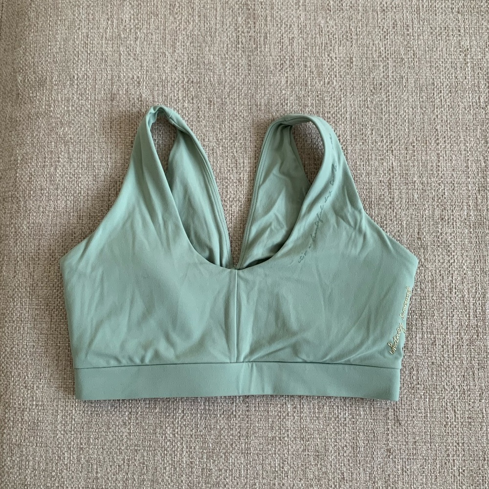 Gymshark x Whitney Simmons sports bra in moss green.